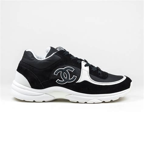 chanel cc logo suede triple black sneaker|chanel black and white sneakers.